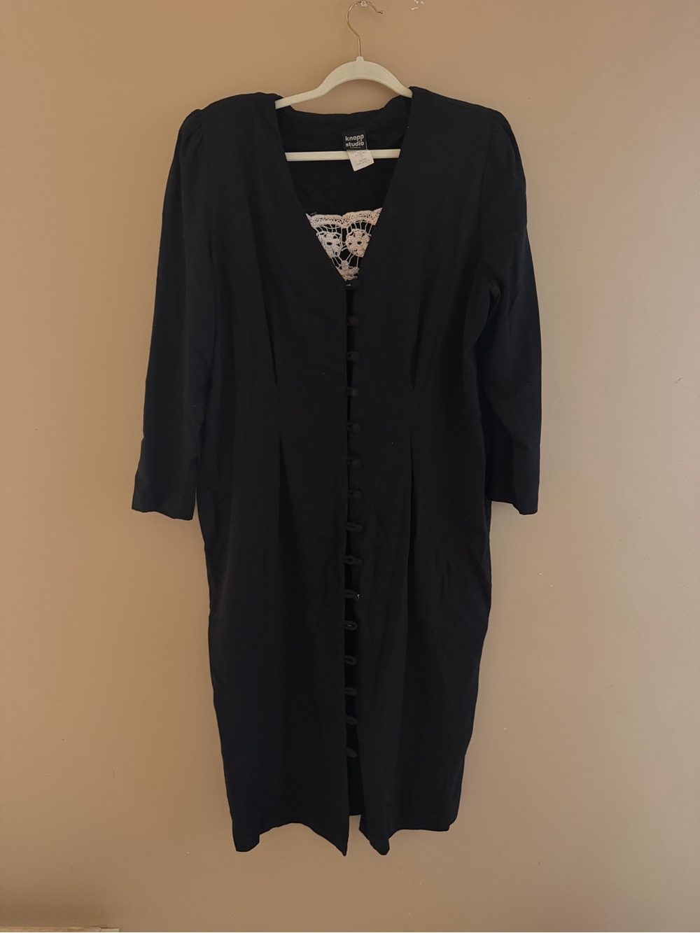Classic Black Maxi Dress with Lace Inset